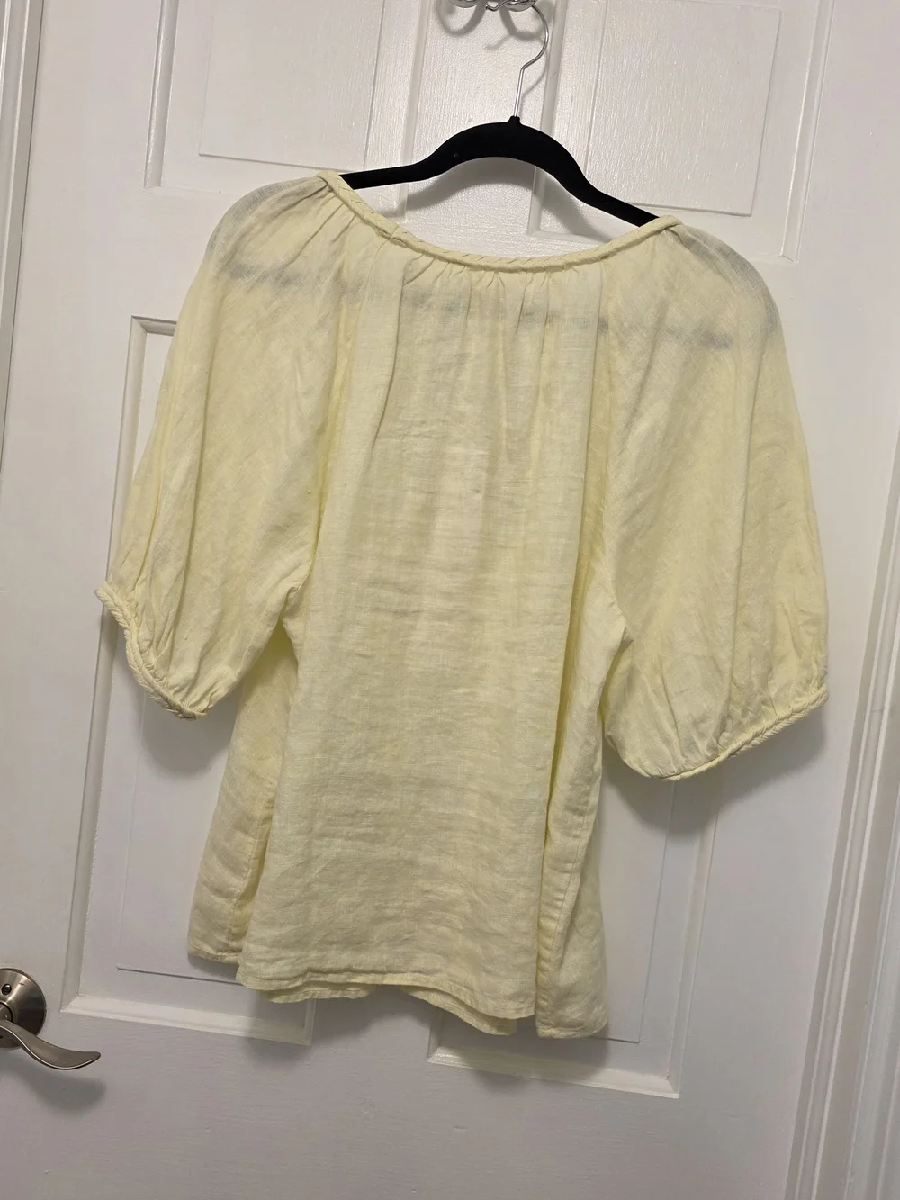 NWT Lilly Pulitzer Pale Yellow Calais Scoop-Neck 100% Linen Top XL, Ret. $138